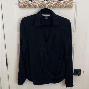 Chic Black Wrap Blouse